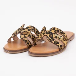 LES TROPEZIENNES PAR M.BELARBI Mules hamigapo à motif léopard cuir Femme MARRON Clearance