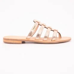 LES TROPEZIENNES PAR M.BELARBI Mules Hikamul or craquelé à enfiler Femme OR ROSE Outlet