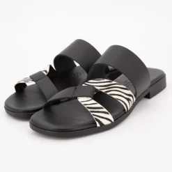 CARLA TORTOSA Mules e avec imprimé zèbre Femme NOIR Hot