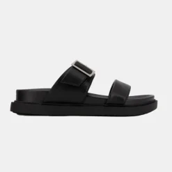 US POLO Mules es confort boucle argentée avec double bride Femme NOIR Best