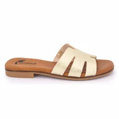 BIOSTOCK Mules plates à bride satinée Femme OR Discount