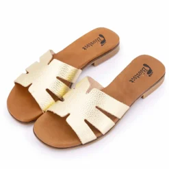 BIOSTOCK Mules plates à bride satinée Femme OR Discount