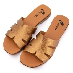 BIOSTOCK Mules plates à bride satinée Femme BRONZE Outlet