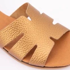 BIOSTOCK Mules plates à bride satinée Femme BRONZE Outlet