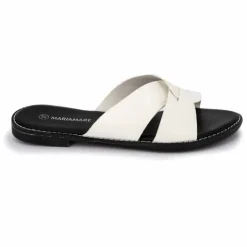 MARIAMARE Mules plates à brides croisées Femme BLANC Discount