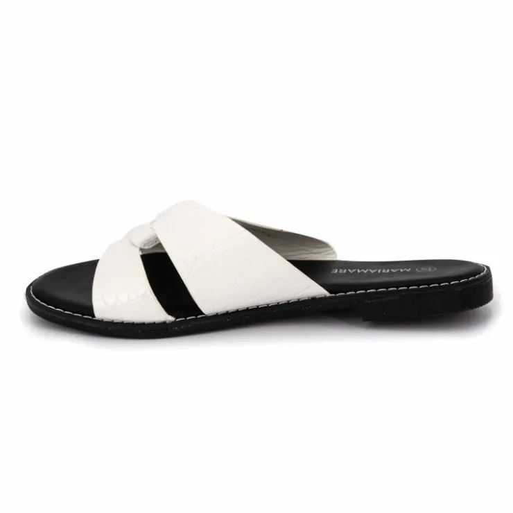 MARIAMARE Mules plates à brides croisées Femme BLANC Discount