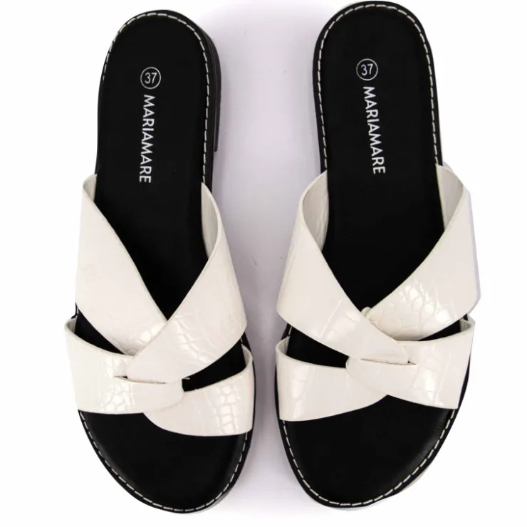 MARIAMARE Mules plates à brides croisées Femme BLANC Discount