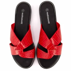 MARIAMARE Mules plates à brides croisées Femme ROUGE New