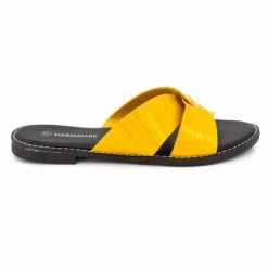 MARIAMARE Mules plates à brides croisées Femme JAUNE Clearance