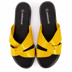 MARIAMARE Mules plates à brides croisées Femme JAUNE Clearance