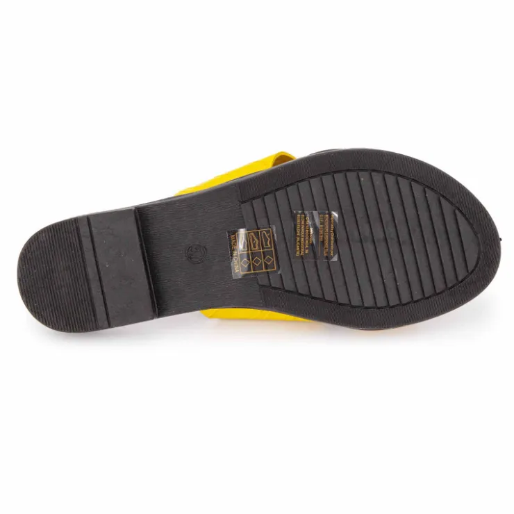 MARIAMARE Mules plates à brides croisées Femme JAUNE Clearance