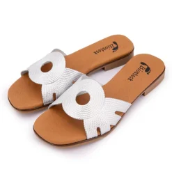 BIOSTOCK Mules plates é Femme ARGENT New