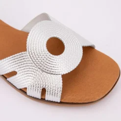 BIOSTOCK Mules plates é Femme ARGENT New