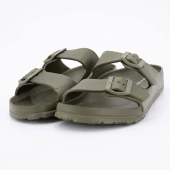 AMERICAN COLLEGE Mules plates basses avec double brides Homme KAKI Discount