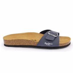 PEPE JEANS Mules plates uni logo Homme BLEU FONCE