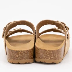 I AM Mules semelle épaisse avec clous gold Femme BEIGE Sale