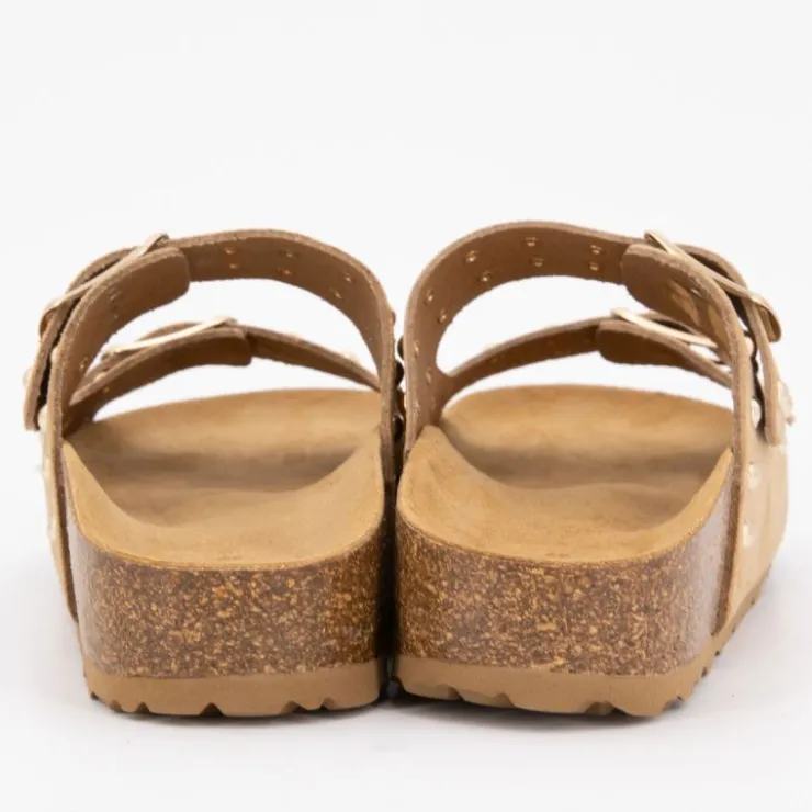 I AM Mules semelle épaisse avec clous gold Femme BEIGE Sale