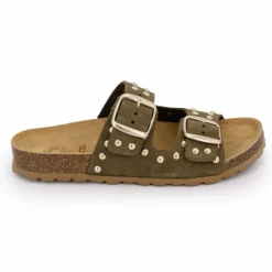 I AM Mules suede boucle effet clou Femme KAKI Sale