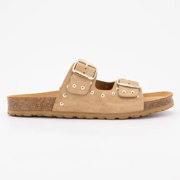 I AM Mules suede boucle effet clou Femme BEIGE Online