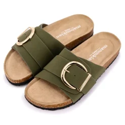 MANOUKIAN Mules une bride à boucle Femme KAKI New