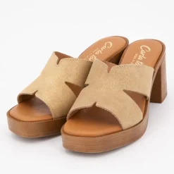 CARLA TORTOSA Mules talons carrés beal gold Femme OR Outlet