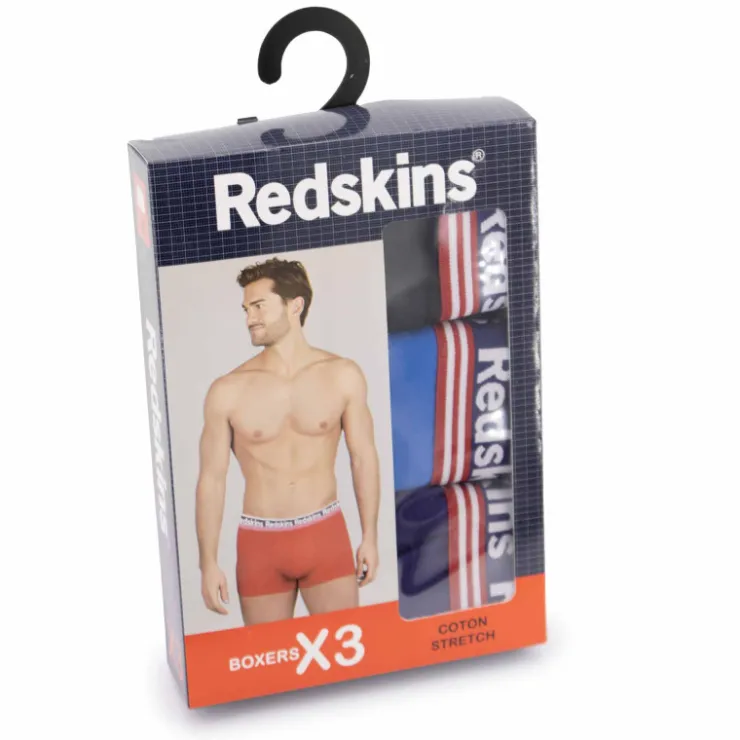 REDSKINS Pack de 3 boxers 3 couleurs coton doux stretch orion Homme BLEU Sale
