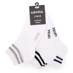 KAPORAL Pack de 3 socquettes magelan à rayures Homme BLANC Clearance