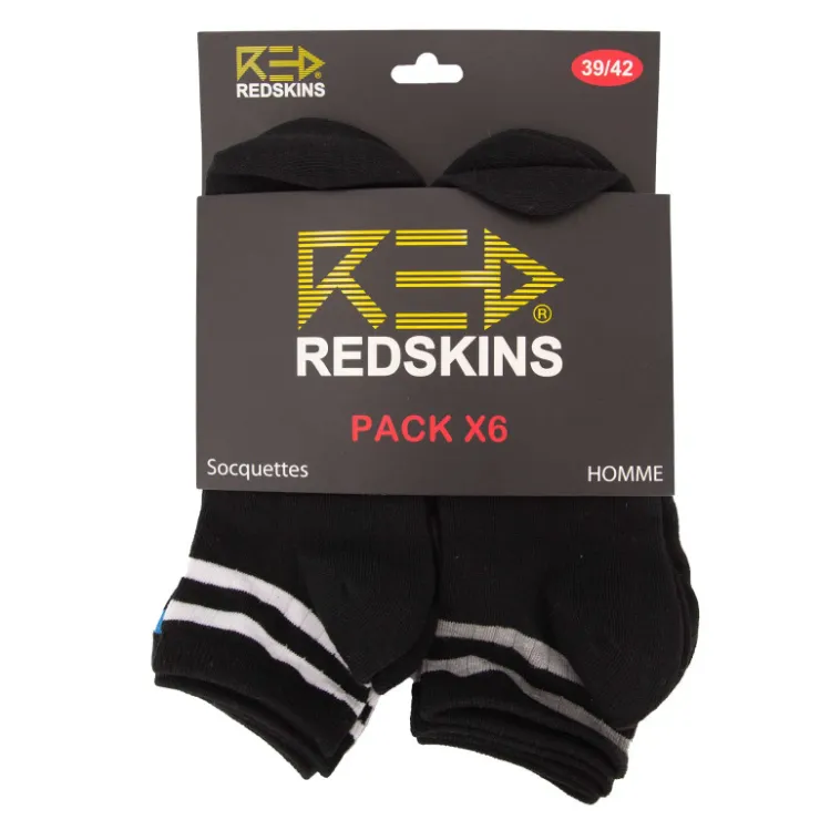 REDSKINS Pack de 6 socquettes rayées multicolores ricardo Homme NOIR Best