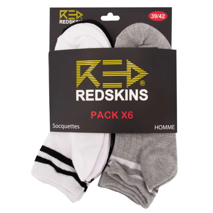 REDSKINS Pack de 6 socquettes rayées multicolores ricardo Homme GRIS Best