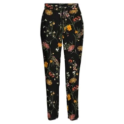 VERO MODA Pantalon à fleurs droit avec cordon de serrage Femme NOIR