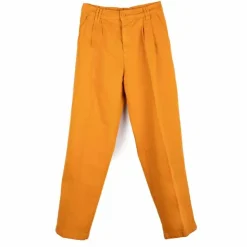 HAPPY Pantalon à pinces en toile Femme JAUNE Hot