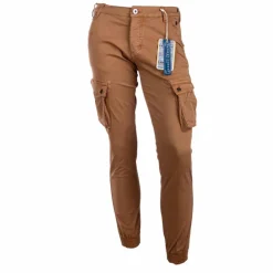 BLAGGIO Pantalon ajusté cargo multipoches Tanera Homme MARRON