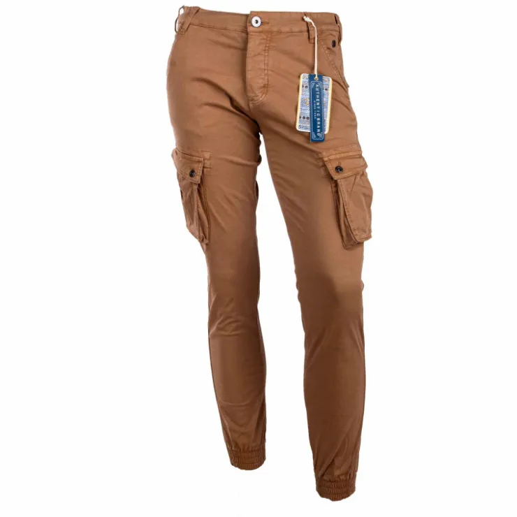 BLAGGIO Pantalon ajusté cargo multipoches Tanera Homme MARRON