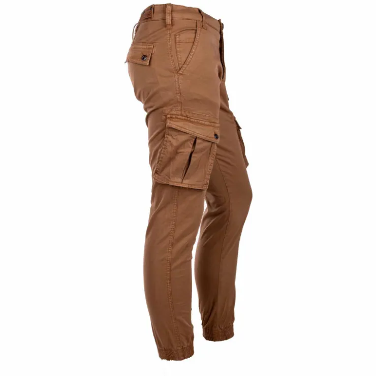 BLAGGIO Pantalon ajusté cargo multipoches Tanera Homme MARRON