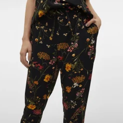 VERO MODA Pantalon carotte imprimé à fleurs colorées Femme NOIR Outlet