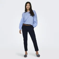 JDY Pantalon chino ceinture tressée Femme BLEU FONCE Best