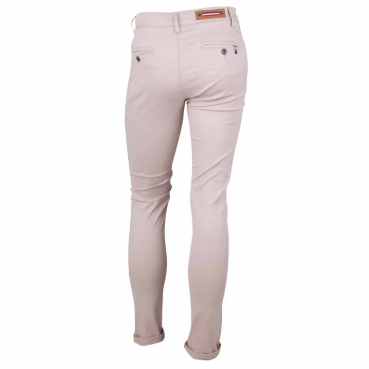 BLAGGIO Pantalon chino coton stretch revers fermeture éclair tenali Homme BEIGE Online