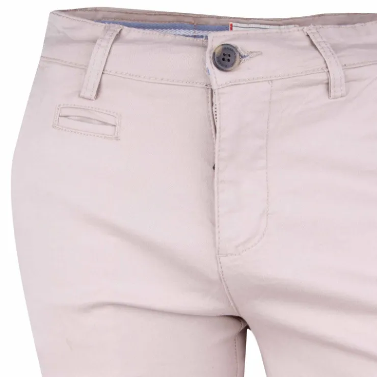 BLAGGIO Pantalon chino coton stretch revers fermeture éclair tenali Homme BEIGE Online