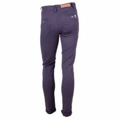 BLAGGIO Pantalon chino coton stretch revers fermeture éclair tenali Homme BLEU FONCE Hot