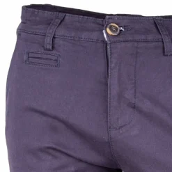 BLAGGIO Pantalon chino coton stretch revers fermeture éclair tenali Homme BLEU FONCE Hot