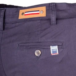 BLAGGIO Pantalon chino coton stretch revers fermeture éclair tenali Homme BLEU FONCE Hot