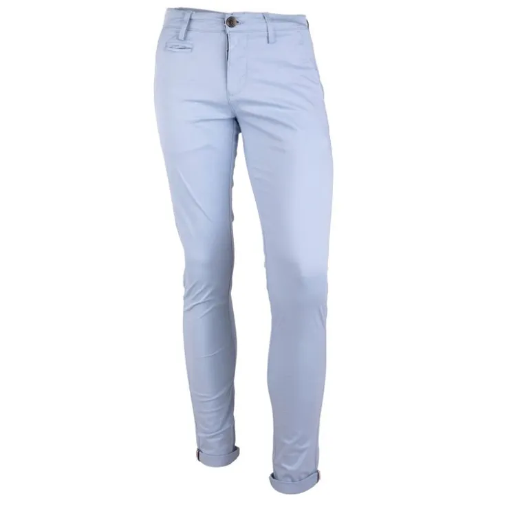 BLAGGIO Pantalon chino coton stretch revers fermeture éclair tenali Homme BLEU CLAIR Best