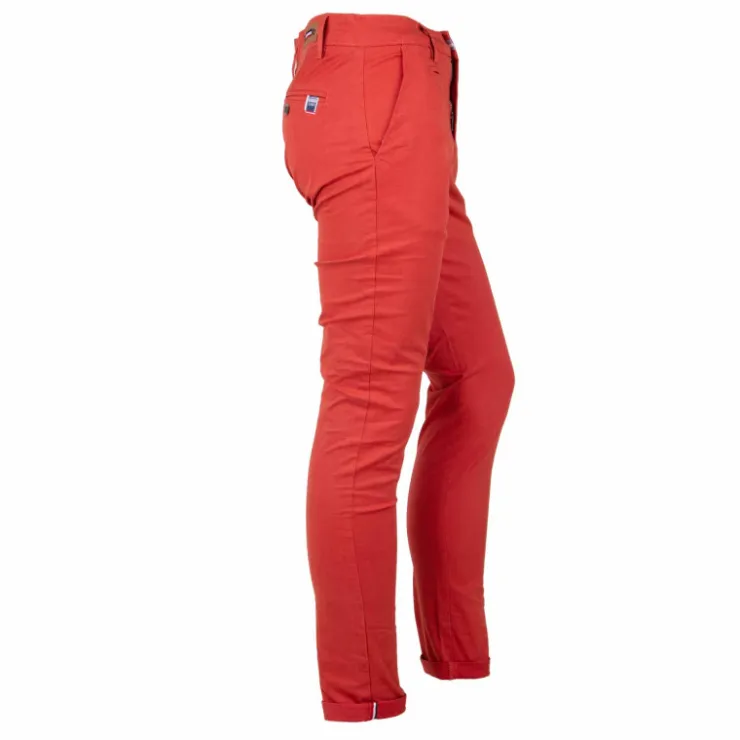 BLAGGIO Pantalon chino coton stretch revers fermeture éclair tenali Homme ORANGE Discount