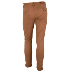 BLAGGIO Pantalon chino coton stretch revers fermeture éclair tenali Homme MARRON Online