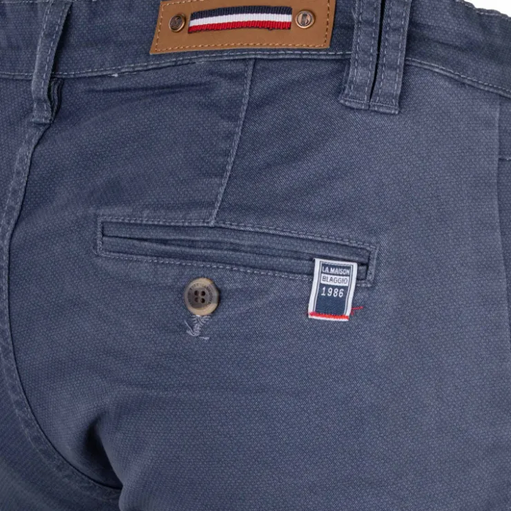 BLAGGIO Pantalon chino imprimé coton stretch tamar Homme BLEU FONCE Sale