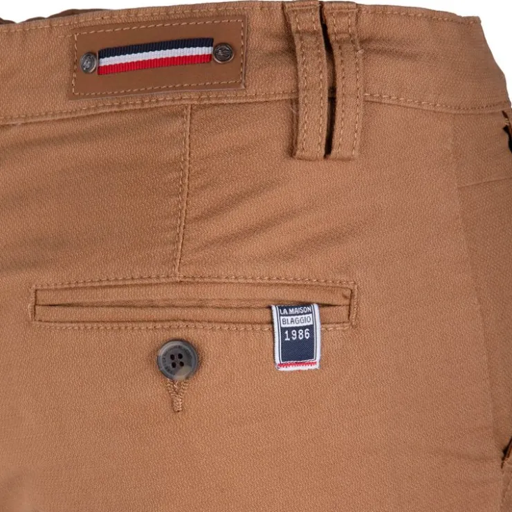 BLAGGIO Pantalon chino uni toscane Homme MARRON Hot