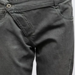 PLEASE Pantalon denim taille basse avec zip penché Femme GRIS Online