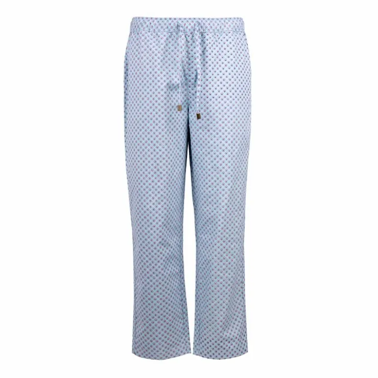 AMERICAN COLLEGE Pantalon droit imprimé berthe à fleurs Femme BLEU CLAIR Clearance