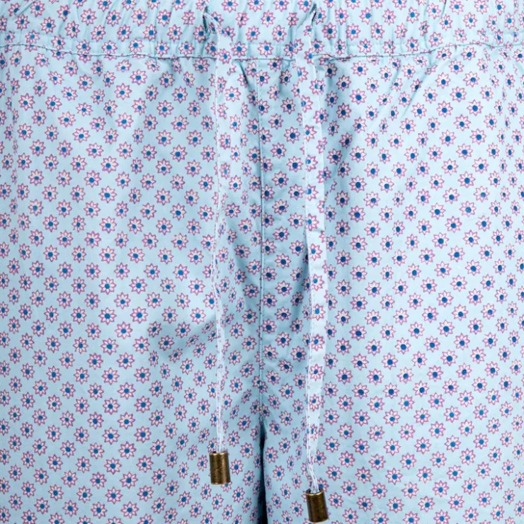 AMERICAN COLLEGE Pantalon droit imprimé berthe à fleurs Femme BLEU CLAIR Clearance