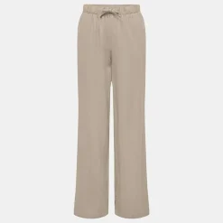 ONLY Pantalon en lin fermeture cordon Femme MARRON CLAIR Discount